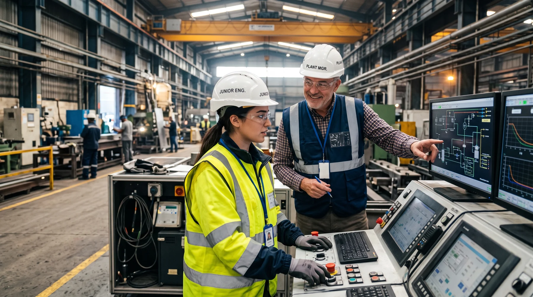 Acompañamiento técnico de una ingeniera júnior en una planta industrial